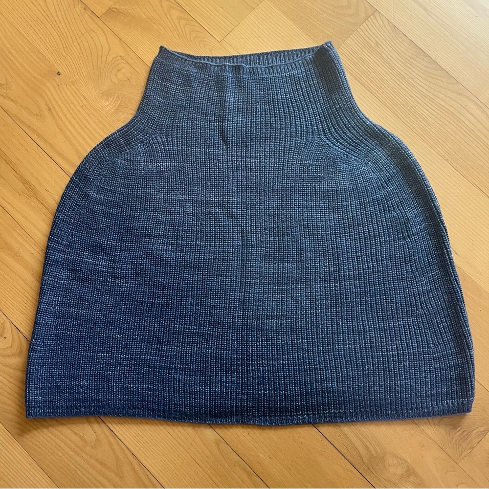 Swans Island Merino Silk Handknit Capelet Shrug Poncho Blue, Size S-M